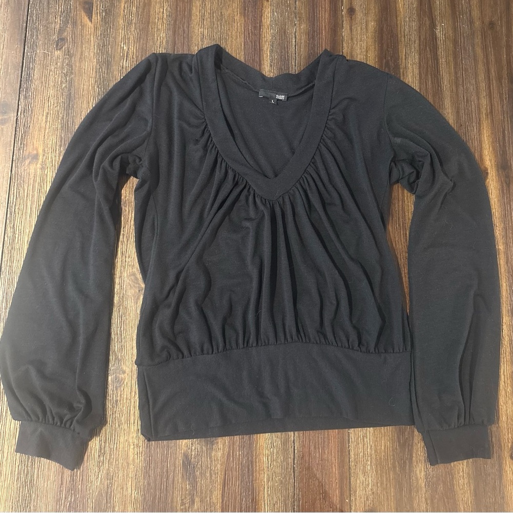 Diane Medak Womens Black Long Sleeve Top Large L